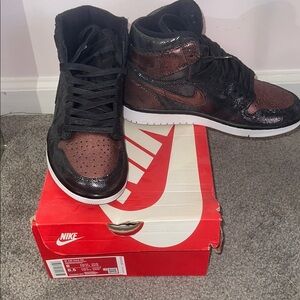 Nike  Retro 1 Black and Bronze High-Top Sneakers